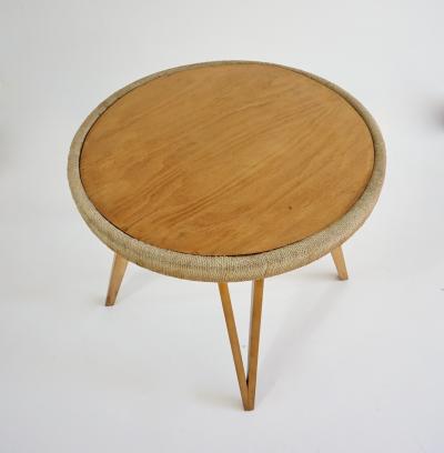 Augusto Romano Augusto Romano round beech and straw coffee table 1948