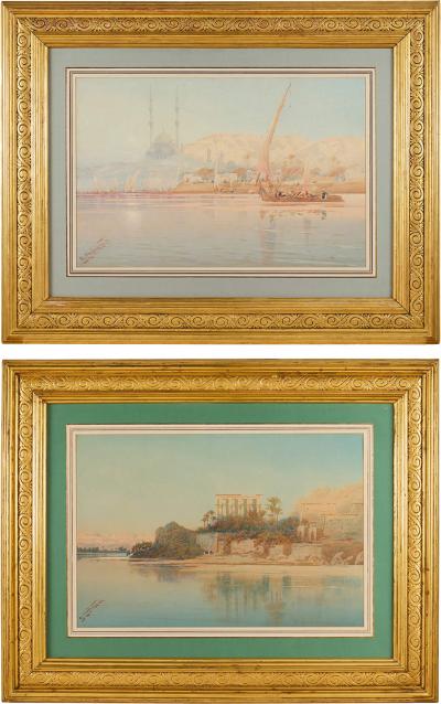 Augustus Osborne Lamplough Large pair of Orientalist watercolours by Augustus Osborne Lamplough
