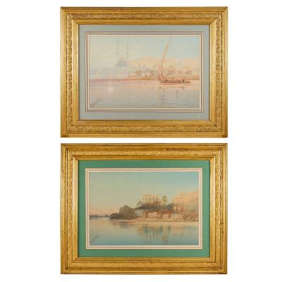 Augustus Osborne Lamplough Large pair of Orientalist watercolours by Augustus Osborne Lamplough