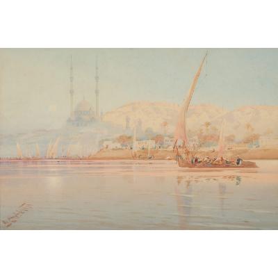Augustus Osborne Lamplough Large pair of Orientalist watercolours by Augustus Osborne Lamplough