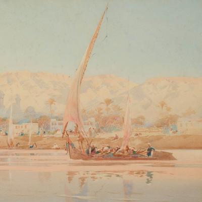 Augustus Osborne Lamplough Large pair of Orientalist watercolours by Augustus Osborne Lamplough