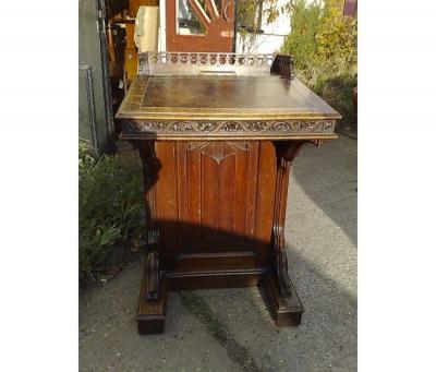 Augustus Welby Northmore Pugin A W N Pugin Attri Gothic Revival Oak Davenport with Linenfold Floral Carving