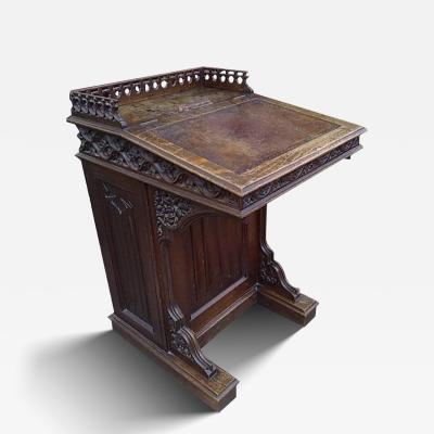 Augustus Welby Northmore Pugin A W N Pugin Attri Gothic Revival Oak Davenport with Linenfold Floral Carving