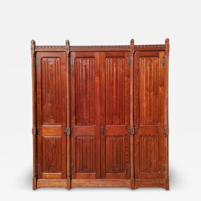 Augustus Welby Northmore Pugin A W N Pugin Gothic Revival Four Door Pitch Pine Wardrobe with Linenfold Panels