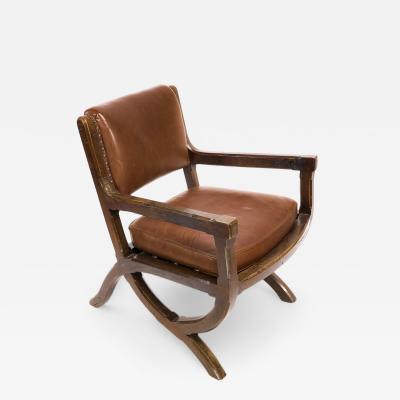 Augustus Welby Northmore Pugin Arts Crafts Oak Leather Armchair in Style of E W Pugin with Organic Styling