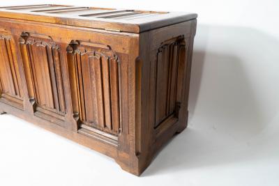 Augustus Welby Northmore Pugin Large Gothic Revival Style Carved Oak Blanket Chest in the Style of A W N Pugin