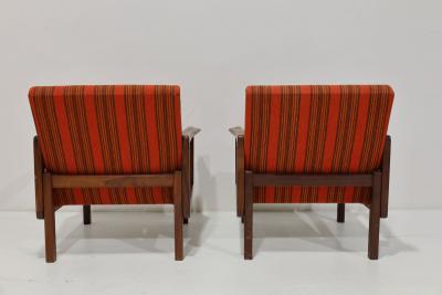 Aulis Leinonen Aulis Leinonen Model 1416 Lounge Chairs in Teak and Upholstery 1960s