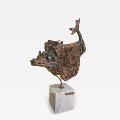 Aurelio Teno Aurelio Teno 1927 2013 Fish shaped sculpture natural stone and Bronze