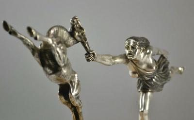 Aurore Onu Silvered Bronze Art Deco Statue by Aurore Onu Chasing the Hind 