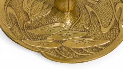 Austrian Art Nouveau Bronze Lily Candlesticks