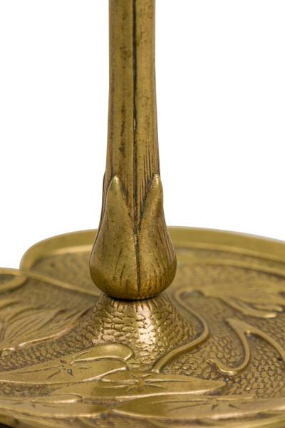 Austrian Art Nouveau Bronze Lily Candlesticks