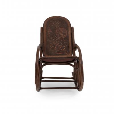Austrian Bentwood Scroll Leather Rocking Chair