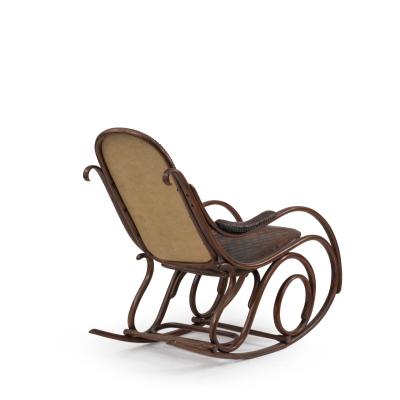 Austrian Bentwood Scroll Leather Rocking Chair
