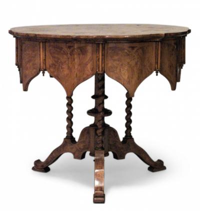 Austrian Biedermeier Burl Ash Center Table