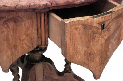 Austrian Biedermeier Burl Ash Center Table