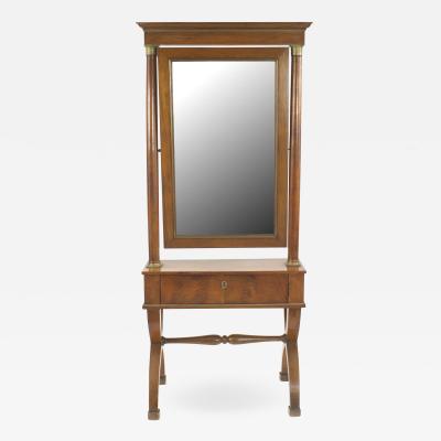 Austrian Biedermeier Cheval Mirror on Stand with Drawer