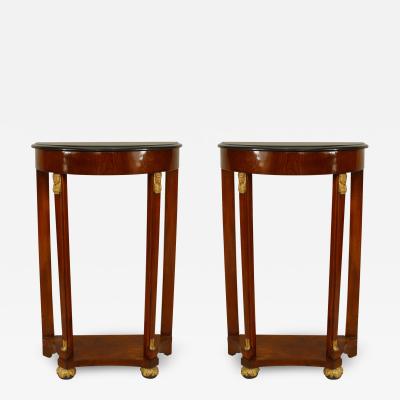 Austrian Biedermeier Mahogany Demilune Console Table