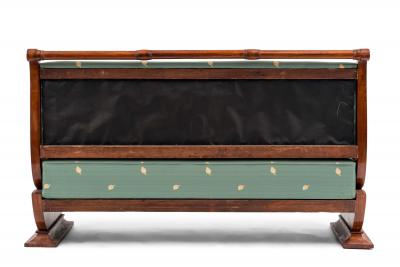 Austrian Biedermeier Walnut Green Settee