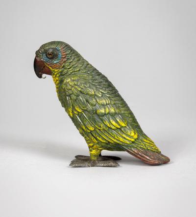 Austrian Cold Paint Bronze Parrot Watch Holder