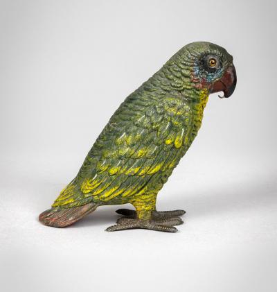 Austrian Cold Paint Bronze Parrot Watch Holder