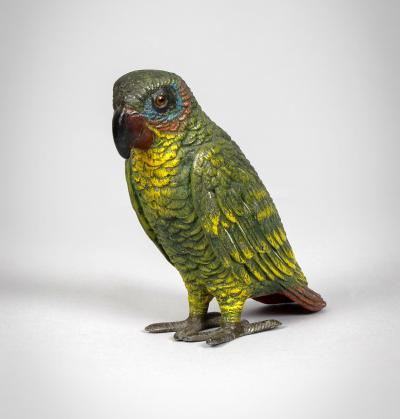 Austrian Cold Paint Bronze Parrot Watch Holder