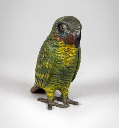 Austrian Cold Paint Bronze Parrot Watch Holder