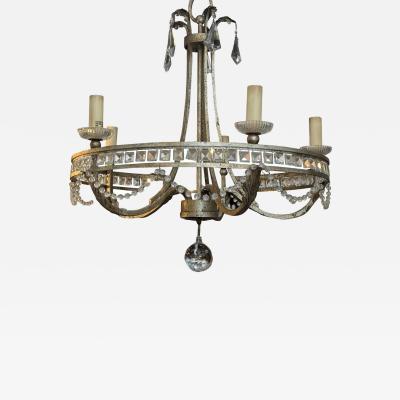 Austrian Crystal Silver Gilt Metal Chandelier