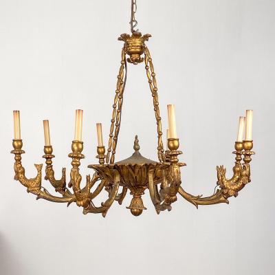 Austrian Gilt Wood Chandelier circa 1930