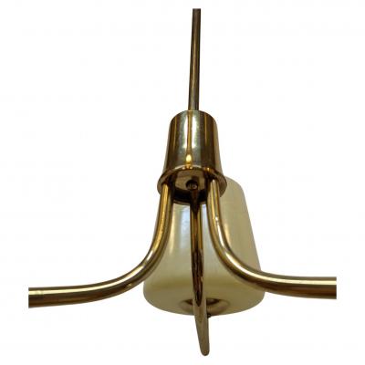 Austrian Mid Century Brass Opaline Glass Chandelier