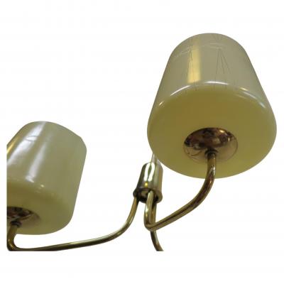 Austrian Mid Century Brass Opaline Glass Chandelier