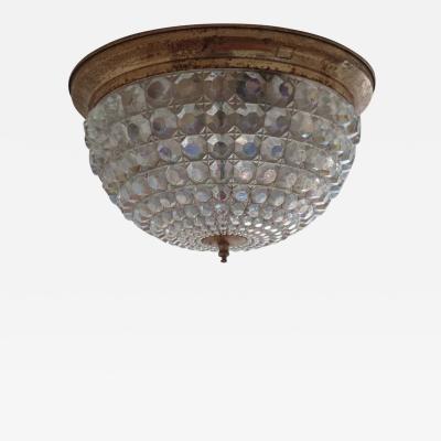 Austrian Mid Century Modern Cut Glass Flush Mount Fixture