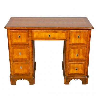 Austrian Neoclassic Parquetry Pedestal Desk