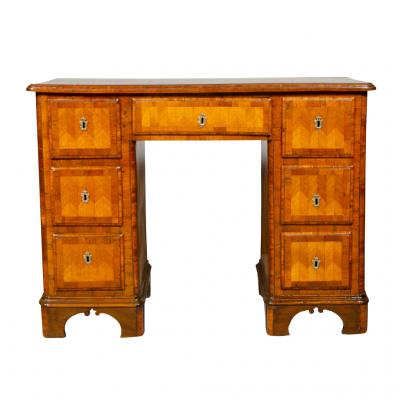 Austrian Neoclassic Parquetry Pedestal Desk