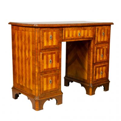 Austrian Neoclassic Parquetry Pedestal Desk