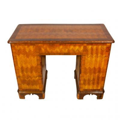 Austrian Neoclassic Parquetry Pedestal Desk