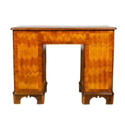 Austrian Neoclassic Parquetry Pedestal Desk
