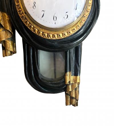 Austrian Neoclassical Giltwood And Green Painted Wall Clock