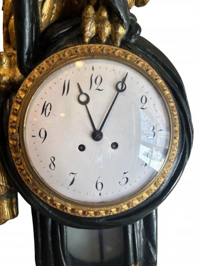 Austrian Neoclassical Giltwood And Green Painted Wall Clock