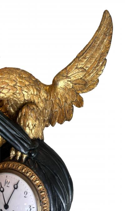 Austrian Neoclassical Giltwood And Green Painted Wall Clock