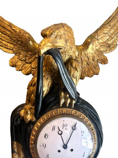 Austrian Neoclassical Giltwood And Green Painted Wall Clock