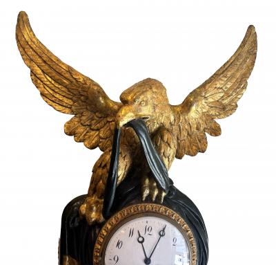 Austrian Neoclassical Giltwood And Green Painted Wall Clock