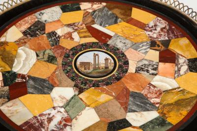 Austrian Neoclassical Gueridon with Micro Mosaic and Specimen Marble Top