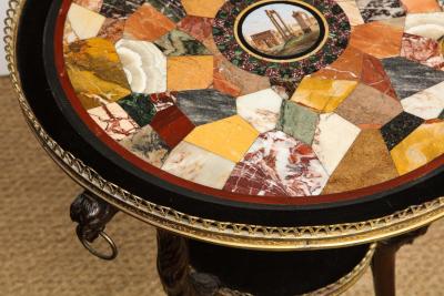 Austrian Neoclassical Gueridon with Micro Mosaic and Specimen Marble Top