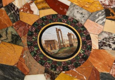 Austrian Neoclassical Gueridon with Micro Mosaic and Specimen Marble Top