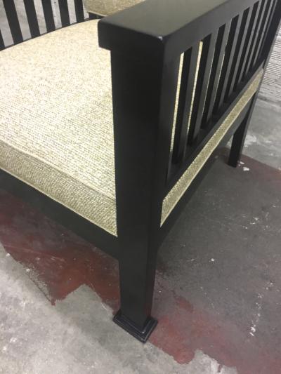 Austrian Secession Pair of Lounge Chairs Fully Restored in Canvas Cloth