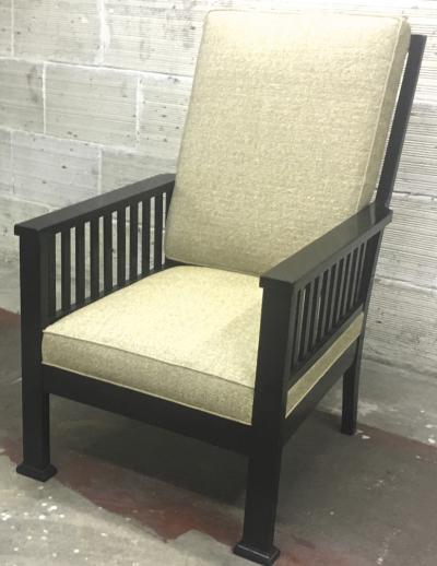 Austrian Secession Pair of Lounge Chairs Fully Restored in Canvas Cloth