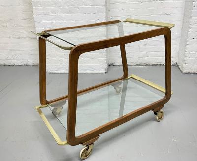 Austrian Walnut and Brass Two Tier Bar Cart