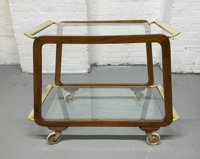 Austrian Walnut and Brass Two Tier Bar Cart