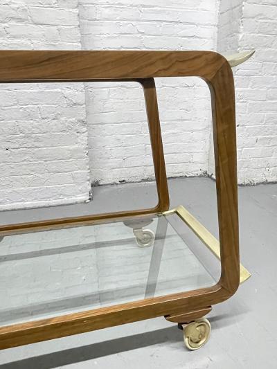 Austrian Walnut and Brass Two Tier Bar Cart