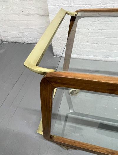 Austrian Walnut and Brass Two Tier Bar Cart